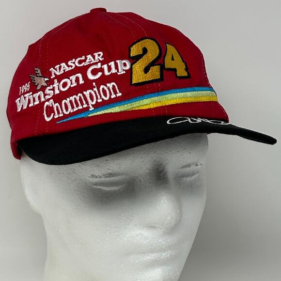 Vintage 90s NASCAR Jeff Gordon Hat Baseball Cap 1995 Winston Cup Snapback Red - Picture 11 of 11